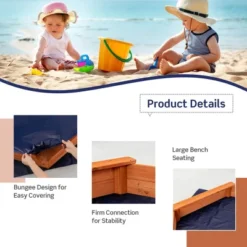 Costway Hexagon Wooden Cedar Sand Box W Seat Boards & Cover & Ground Liner -LITTLE TIKES Shop GUEST 24043967 f8dd 434b 9d08 286db531105b