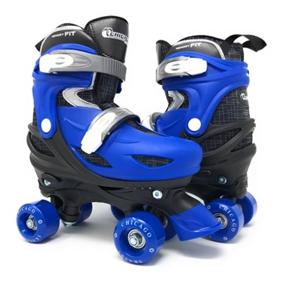 Chicago Skates Deluxe Kids' Quad Roller Skate Combo Set - Black/Blue 1 Chicago Skates Deluxe Kids' Quad Roller Skate Combo Set - Black/Blue