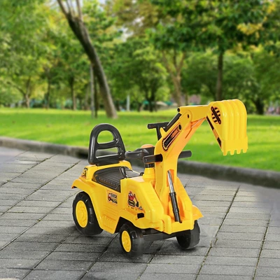 HOMCOM Ride On Excavator Pull Cart, Kids Digger Ride On Truck With Horn, Storage, Sit And Scoot Pretend Play Toy Construction Car, Ages 18M+ 1 HOMCOM Ride On Excavator Pull Cart, Kids Digger Ride On Truck With Horn, Storage, Sit And Scoot Pretend Play Toy Construction Car, Ages 18M+