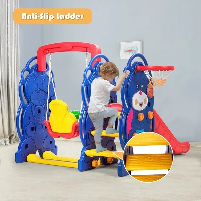 3 In 1 Toddler Climber And Swing Set Kid Climber Slide Playset W/Basketball Hoop 7 3 In 1 Toddler Climber And Swing Set Kid Climber Slide Playset W/Basketball Hoop - Image 7