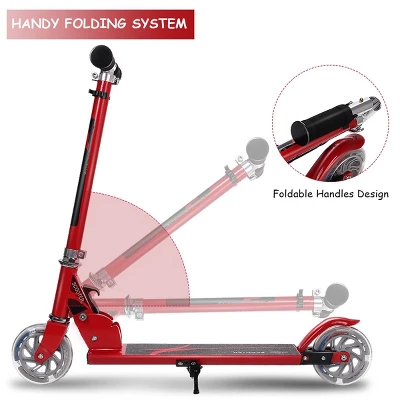 Costway Folding Aluminum 2 Wheel Kids Kick Scooter Adjustable Height LED Light Up 3 Costway Folding Aluminum 2 Wheel Kids Kick Scooter Adjustable Height LED Light Up - Image 3