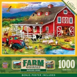 MasterPieces 1000 Piece Jigsaw Puzzle - Barnyard Crowd - 19.25"x26.75"