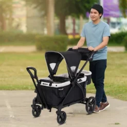 Baby Trend Expedition 2-in-1 Collapsible Stroller Wagon PLUS With Canopy, Storage Basket, 2 Storage Trays, And 6 Bottle Holders, Modern Khaki -LITTLE TIKES Shop GUEST 27f467c4 7207 4ab6 a1ce fe55a78ebdeb