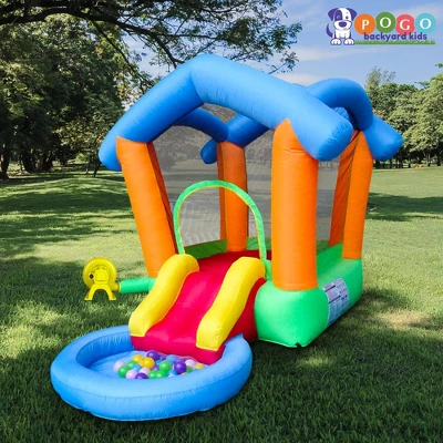 Pogo Bounce House Backyard Kids Rainbow Playhouse Inflatable Bounce House With Slide 2 Pogo Bounce House Backyard Kids Rainbow Playhouse Inflatable Bounce House With Slide - Image 2