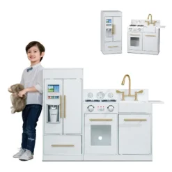 Teamson Kids Little Chef Charlotte Kids Play Kitchen, Wooden Kitchen Playset For Toddlers, White/Gold -LITTLE TIKES Shop GUEST 2899e486 73df 42cc 8ceb 6869a7f92972