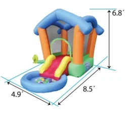 Pogo Bounce House Backyard Kids Rainbow Playhouse Inflatable Bounce House With Slide