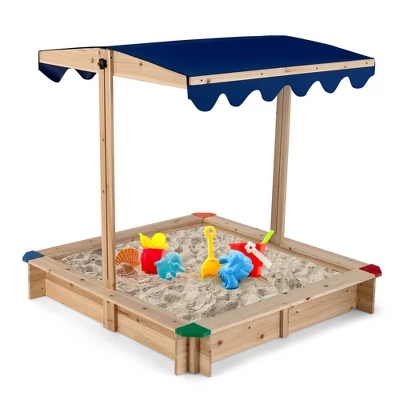 Costway Kids Wooden Sandbox With Height Adjustable & Rotatable Canopy Outdoor Playset 8 Costway Kids Wooden Sandbox With Height Adjustable & Rotatable Canopy Outdoor Playset - Image 8