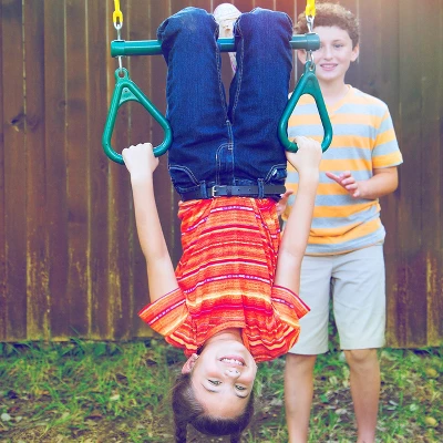 Jungle Gym Kingdom Swing Trapeze Bar Set With Rings Outdoor Swingset For Kids Playground & Treehouse With Accessories & Locking Hardware 18" Inch 3 Jungle Gym Kingdom Swing Trapeze Bar Set With Rings Outdoor Swingset For Kids Playground & Treehouse With Accessories & Locking Hardware 18" Inch - Image 3