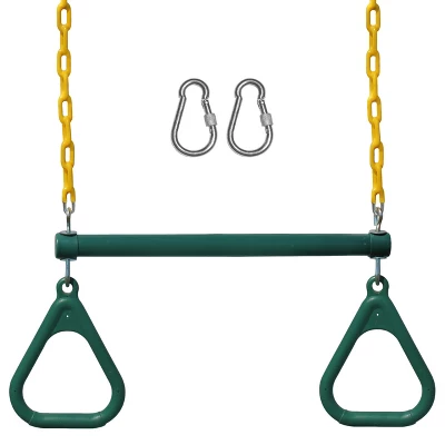 Jungle Gym Kingdom Swing Trapeze Bar Set With Rings Outdoor Swingset For Kids Playground & Treehouse With Accessories & Locking Hardware 18" Inch 4 Jungle Gym Kingdom Swing Trapeze Bar Set With Rings Outdoor Swingset For Kids Playground & Treehouse With Accessories & Locking Hardware 18" Inch - Image 4