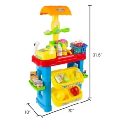 Kids Grocery Store Selling Stand- Supermarket Playset By Toy Time