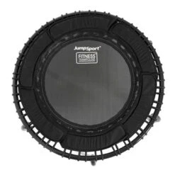 JumpSport 250 Indoor Mini Cushioned Rebounder Trampoline For Home Cardio And Fitmess With Premium Bungees And Workout DVD - Black