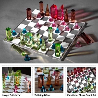 Trademark Games Modern Chess Set - Acrylic Chess Board With 32 Colorful Game Pieces - Unique Tabletop Decor Item With Functional Gameplay 2 Trademark Games Modern Chess Set - Acrylic Chess Board With 32 Colorful Game Pieces - Unique Tabletop Decor Item With Functional Gameplay - Image 2