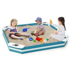 Costway Outdoor Wooden Sandbox With Animal Patterns Seats Backyard Bottomless Sandpit -LITTLE TIKES Shop GUEST 32e4e9a8 166c 4692 833c 514b410cfb50