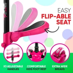 Hurtle ScootKid 3 Wheel Toddler Child Mini Ride On Toy Tricycle Scooter With Adjustable Handlebar, Foldable Seat, And LED Light Up Wheels, Pink -LITTLE TIKES Shop GUEST 334cb9e8 ad1a 4317 9239 1d47bc3f96ce