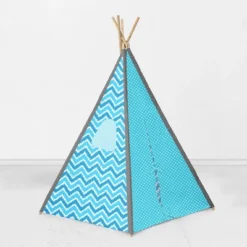 Bacati - Mix N Match Turquoise Gray Chevron Dots Play Tent For Kids/Toddlers, 100% Cotton Percale Fabric Cover -LITTLE TIKES Shop GUEST 33acd9dc c462 4bb4 9e1c 001d9ef2b3c2