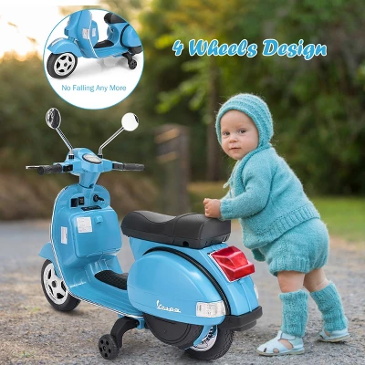 Kids Vespa Scooter 6V Rechargeable Ride On Motorcycle W/Training Wheels 9 Kids Vespa Scooter 6V Rechargeable Ride On Motorcycle W/Training Wheels - Image 9
