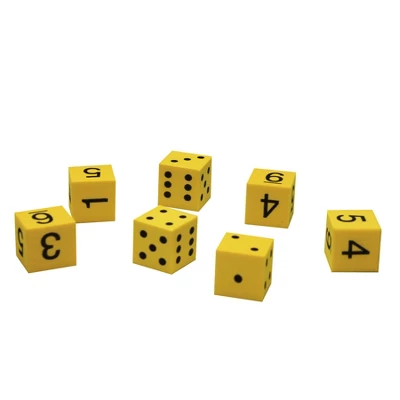 Koplow Games Foam Spot & Number Dice, Yellow, 16mm, Bag Of 200 2 Koplow Games Foam Spot & Number Dice, Yellow, 16mm, Bag Of 200 - Image 2