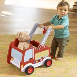 HearthSong 2-in-1 Wooden Fire Truck Walker And Push Toy For Toddlers, With Non-Marking Wheels And Toy Storage -LITTLE TIKES Shop GUEST 36418104 42a9 4b64 9f72 74282ef7cfe8