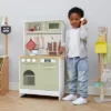 Teamson Kids Little Chef Boston Modern Wooden Kitchen Playset, White/Green