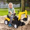 Aosom Children's Ride-On Toy Pedal Digger, Pretend Play Construction Car With Horn For Kids & Toddlers 3+, Yellow