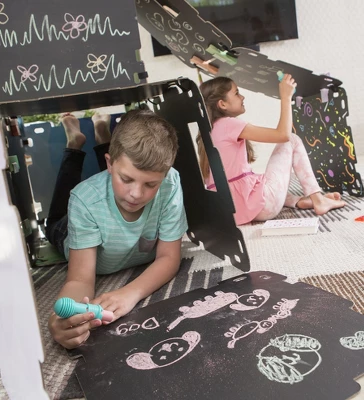 Hearthsong 32-Panel ChalkScapes Indoor Fantasy Forts Kit With 22" Sq. Geometric And Chalkboard Panels 2 Hearthsong 32-Panel ChalkScapes Indoor Fantasy Forts Kit With 22" Sq. Geometric And Chalkboard Panels - Image 2