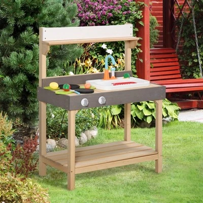 Outsunny Kids Kitchen, Playset Game With Sink, Running Water, Vegetable, Dish For 3-7 Years Old 2 Outsunny Kids Kitchen, Playset Game With Sink, Running Water, Vegetable, Dish For 3-7 Years Old - Image 2