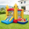 Costway Kids Bouncy Castle With Slide & Ball Pit Pool Ocean Balls & 480W Blower Included