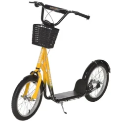 Aosom Youth Scooter, Kick Scooter With Adjustable Handlebars, Double Brakes, 16" Inflatable Rubber Tires, Basket, Cupholder, Mudguard Ages 5-12 Years Old -LITTLE TIKES Shop GUEST 38c29a3d dcbc 45c8 8b76 00fd8ae595d0