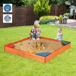 Costway Kids Wooden Backyard Sandbox W/ Built-in Corner Seating Kid's Outdoor Furniture -LITTLE TIKES Shop GUEST 3a535001 92be 46f5 b57c b763ef148de0