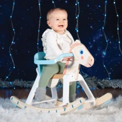 Djeco BabyCavali White Wooden Rocking Horse With Removable Safety Guard