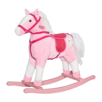 Qaba Kids Plush Toy Rocking Horse Pony Toddler Ride On Animal For Girls Pink Birthday Gifts With Realistic Sounds 3 Qaba Kids Plush Toy Rocking Horse Pony Toddler Ride On Animal For Girls Pink Birthday Gifts With Realistic Sounds - Image 3