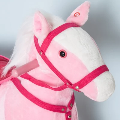 Qaba Kids Plush Toy Rocking Horse Pony Toddler Ride On Animal For Girls Pink Birthday Gifts With Realistic Sounds 4 Qaba Kids Plush Toy Rocking Horse Pony Toddler Ride On Animal For Girls Pink Birthday Gifts With Realistic Sounds - Image 4