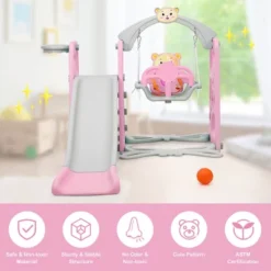 Costway 4-in-1 Kids Play Climber Playset W/ Basketball Hoop & Ball Pink -LITTLE TIKES Shop GUEST 3ef1d434 382e 4552 9365 a0592184b904