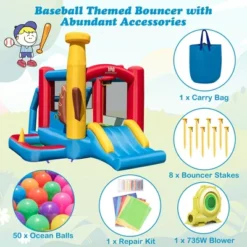Costway Baseball Themed Jumping House Kids Bouncy Castle W/ 50 Ocean Balls & 735W Blower -LITTLE TIKES Shop GUEST 3effec37 88a8 4d54 abfc 9888e03f3ec2