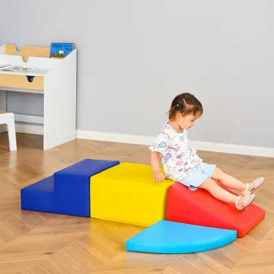 Qaba Foam Play Set For Toddlers And Children, Easy-to-clean 4 Piece Soft & Safe Kids Climbing Set For Crawling Or Sliding, Multicolor 1 Qaba Foam Play Set For Toddlers And Children, Easy-to-clean 4 Piece Soft & Safe Kids Climbing Set For Crawling Or Sliding, Multicolor