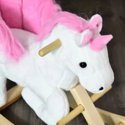 Qaba Kids Rocking Horse, Wooden Plush Ride-On Unicorn Chair Toy With Lullby Song For 18-36 Months Children -LITTLE TIKES Shop GUEST 3fb3c7ed 5ff9 4ef9 b5ee 30e13d3a706e