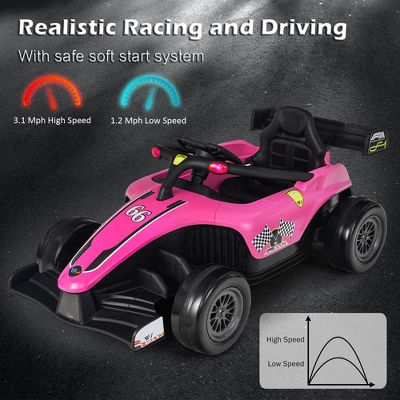 Costway 12V Kids Ride On Car Electric Racing Truck Remote Control W/ MP3 & Lights YellowPinkRed 8 Costway 12V Kids Ride On Car Electric Racing Truck Remote Control W/ MP3 & Lights YellowPinkRed - Image 8