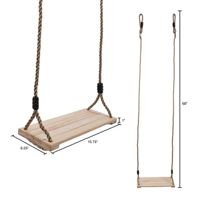 Toy Time Kids' Outdoor Wooden Swing With Adjustable Nylon Hanging Rope 1 Toy Time Kids' Outdoor Wooden Swing With Adjustable Nylon Hanging Rope