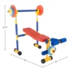 Toy Time Kids' Weight Bench Workout Equipment Set For Beginner Exercise, Weightlifting, And Power Lifting With Leg Press And Barbell