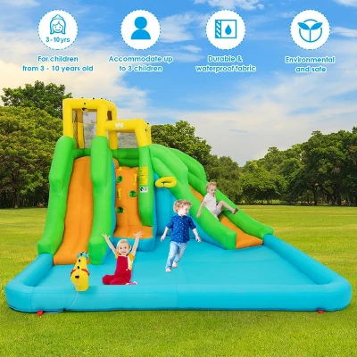 Inflatable Water Park Bounce House Two-Slide Bouncer W/Climbing Wall&480W Blower 5 Inflatable Water Park Bounce House Two-Slide Bouncer W/Climbing Wall&480W Blower - Image 5