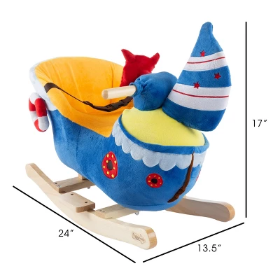 Toy Time Kids' Soft Fabric-Covered Wood Ride-On Rocking Ship Toy 4 Toy Time Kids' Soft Fabric-Covered Wood Ride-On Rocking Ship Toy - Image 4