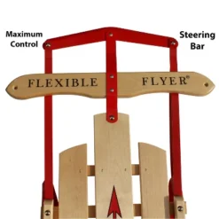Paricon Flexible Flyer Metal Runner Steel And Wood 54 Inch Long Snow Slider Sled With Steering Bar And Triple Knee Construction, Red