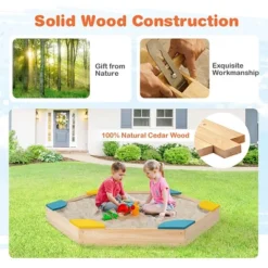 Costway Outdoor Wooden Sandbox With Seats Backyard Bottomless Sandpit For Kids Aged 3+ -LITTLE TIKES Shop GUEST 4657cfef 7e6a 4a6a b565 4fbb2794dbab