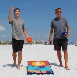 Driveway Games Weatherproof UV-Resistant Lightweight Tailgate Bean Bag Toss Board Cornhole Set W/4 Blue & 4 Orange Bags & Portable Carry Bag, Tropical -LITTLE TIKES Shop GUEST 4716cd08 1d9d 4d12 97d4 1bb71b5ca851