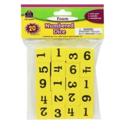 Teacher Created Resources Foam Numbered Dice (1-6), 20 Per Pack, 3 Packs