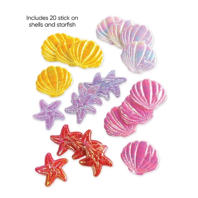 HearthSong Mermaid Blue Scalloped Gauze Canopy With LED Lights And Decorative Applique And Cute Shells And Starfish 5 HearthSong Mermaid Blue Scalloped Gauze Canopy With LED Lights And Decorative Applique And Cute Shells And Starfish - Image 5