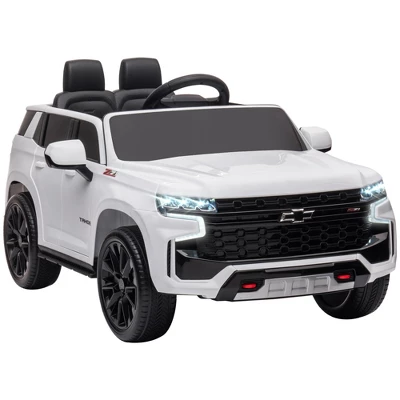 Aosom Licensed Chevrolet TAHOE Electric Car For Kids With Remote Control, 12V Battery Powered Ride On Car With 2 Speeds, Spring Suspension, LED Lights, MP3, Horn, Music, For 3-6 Years Old, White 6 Aosom Licensed Chevrolet TAHOE Electric Car For Kids With Remote Control, 12V Battery Powered Ride On Car With 2 Speeds, Spring Suspension, LED Lights, MP3, Horn, Music, For 3-6 Years Old, White - Image 6