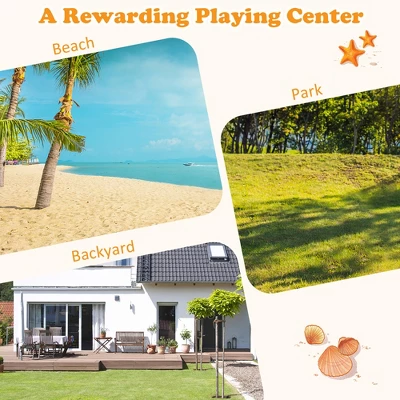 Costway Kids Large Wooden Sandbox W/Cover 2 Convertible Bench Seats For Outdoor Play 7 Costway Kids Large Wooden Sandbox W/Cover 2 Convertible Bench Seats For Outdoor Play - Image 7