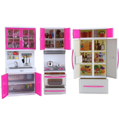 Insten Mini Modern Kitchen Playset For Dolls With Refrigerator, Stove, Sink, Pink, 15 X 12.5 In 1 Insten Mini Modern Kitchen Playset For Dolls With Refrigerator, Stove, Sink, Pink, 15 X 12.5 In