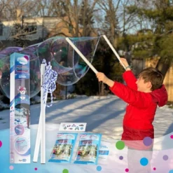 South Beach Bubbles WOWmazing Winter Giant Bubble Kit | Wand + 2 Packets Bubble Concentrate + 8 Stickers